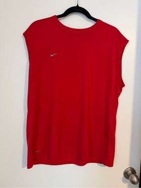 Nike Red Short-Sleeve Performance Tee with White Logo